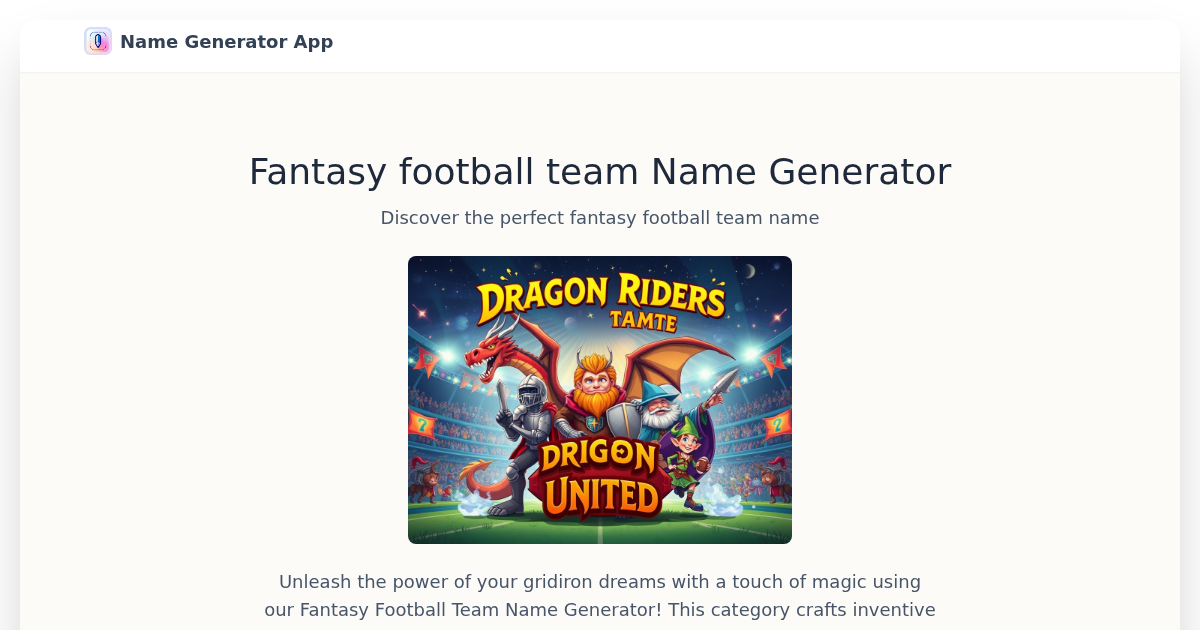 Fantasy football team name generator